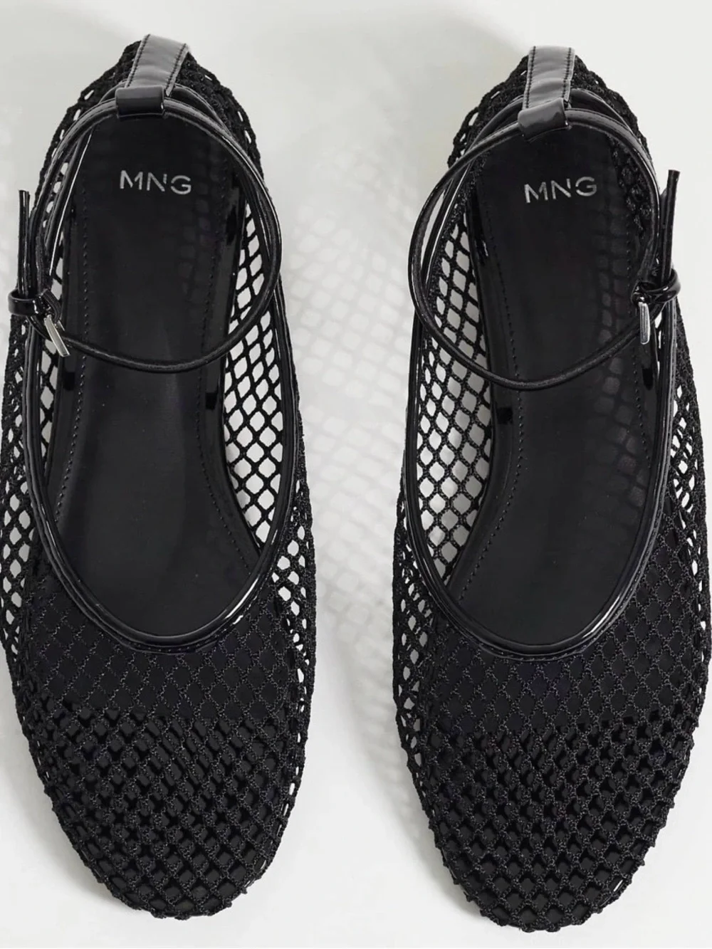 Mango Black Mesh Ballet Flats w/removable ankle Strap - Picture 3 of 7